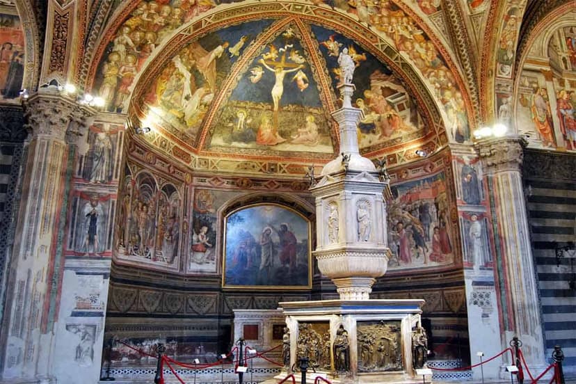 The decorated interior of Siena Cathedral
